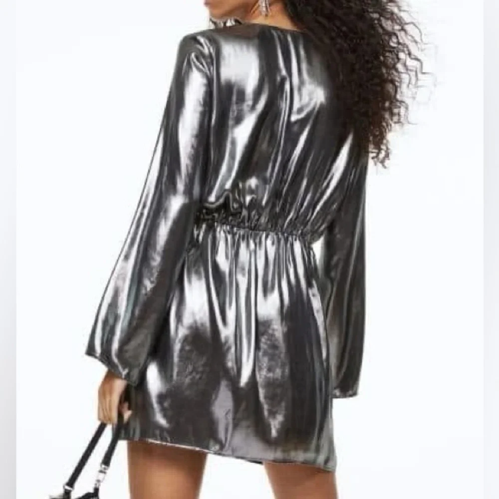 Plus Size H&M Metallic Wrap Mini Dress - Picture 3 of 6